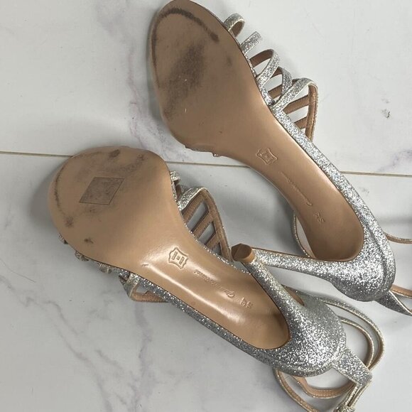 Gianvito Rossi VEGA Bright Silver Glitter Caged High Heel Sandals 100mm - Picture 12 of 13